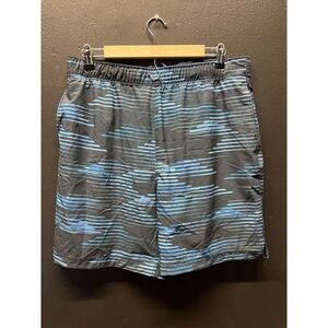 Speedo Men's Swim Trunks Shorts Sz L Blue Lined Pockets Beach Surf Bathing Suit